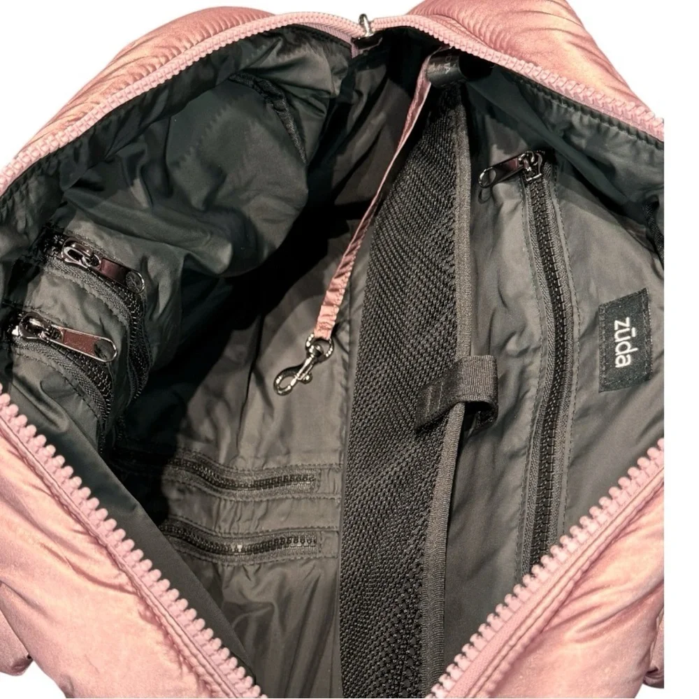 ZUDA Metallic Blush Pink Quilted Nylon Puffer Tote Bag